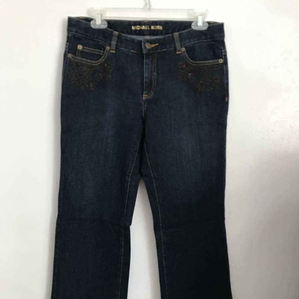 MICHAEL KORS Sz 8 Blue Denim Embellished Pockets Jeans